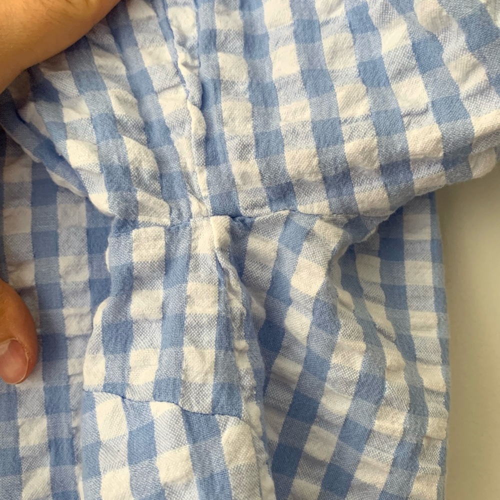 ICHI Light Blue Gingham Puff-Sleeve Button-Up Blouse - Picture 6 of 6